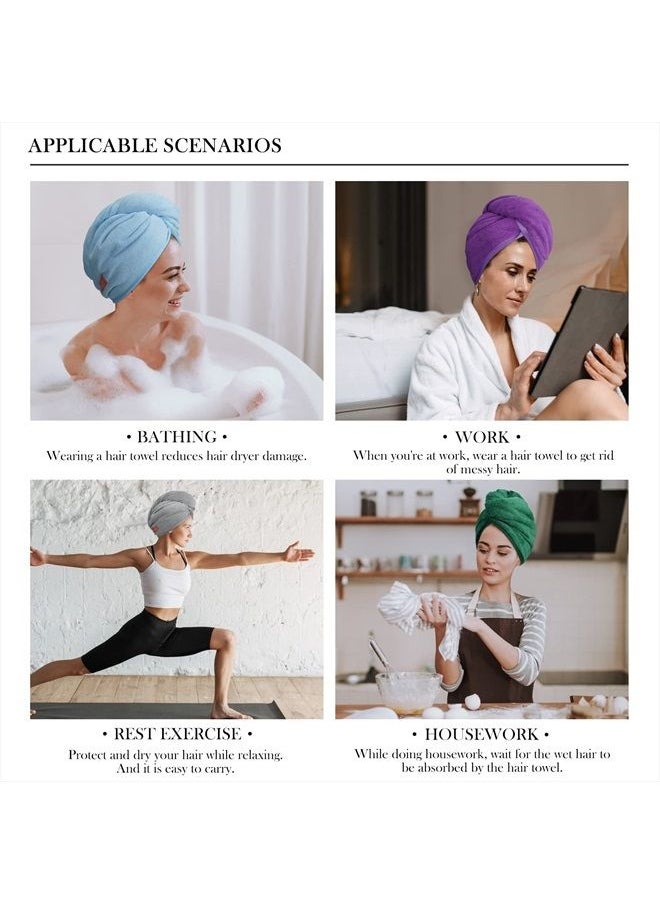 YoulerTex - Microfiber Hair Towel Wrap for Women, 2 Pack 10 inch X 26 inch, Super Absorbent Quick Dry Hair Turban for Drying Curly, Long & Thick Hair (Blue) … - Image 1