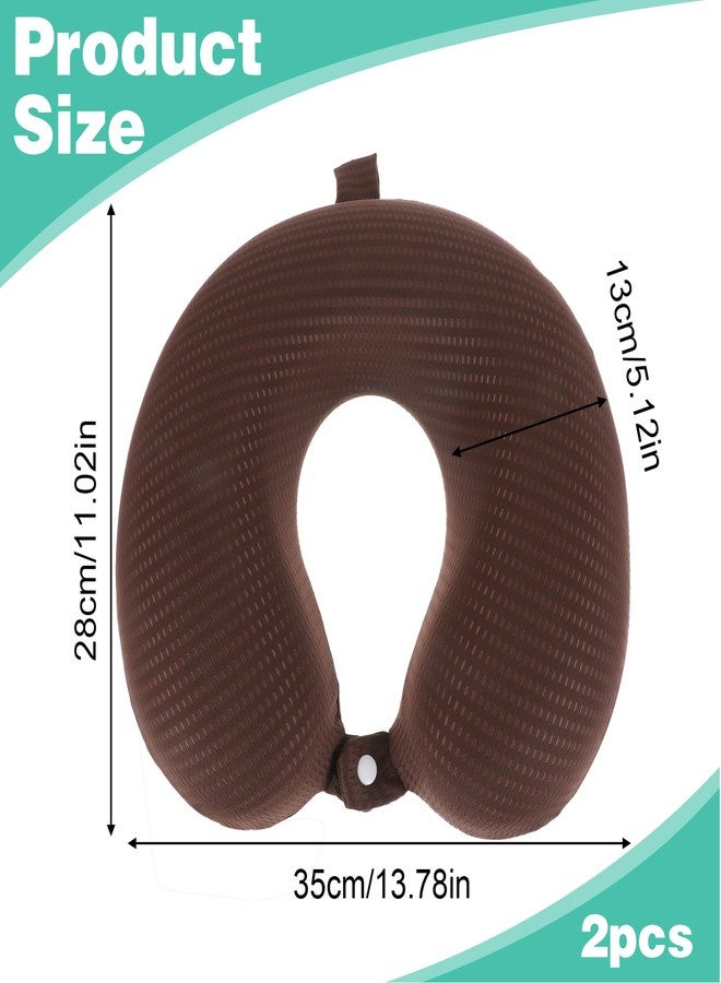 Nogeqi 2 Pcs Neck Pillow Covers with Zipper, U Shaped Neck Pillows Case, Replacement Travel Pillow Case Cover, Washable oft Airplane Pillows Covers, Brown Dark Blue(Only Cover, No Filler) - Image 2