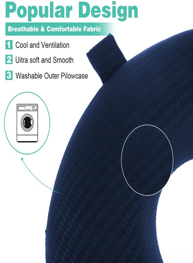 Nogeqi 2 Pcs Neck Pillow Covers with Zipper, U Shaped Neck Pillows Case, Replacement Travel Pillow Case Cover, Washable oft Airplane Pillows Covers, Brown Dark Blue(Only Cover, No Filler) - Image 4