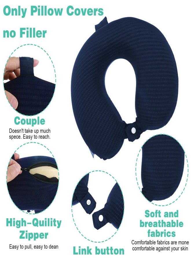 Nogeqi 2 Pcs Neck Pillow Covers with Zipper, U Shaped Neck Pillows Case, Replacement Travel Pillow Case Cover, Washable oft Airplane Pillows Covers, Brown Dark Blue(Only Cover, No Filler) - Image 3