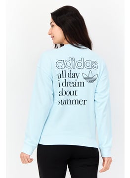 adidas Originals Women Sportswear Fit Long Sleeves Outdoor Sweatshirt, Sky Blue  - Image 3