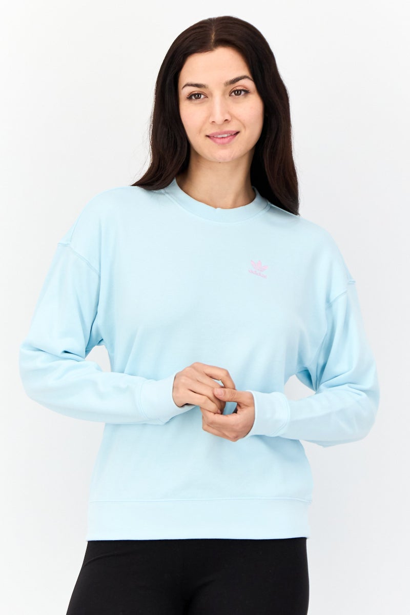 adidas Originals Women Sportswear Fit Long Sleeves Outdoor Sweatshirt, Sky Blue  - Image 1