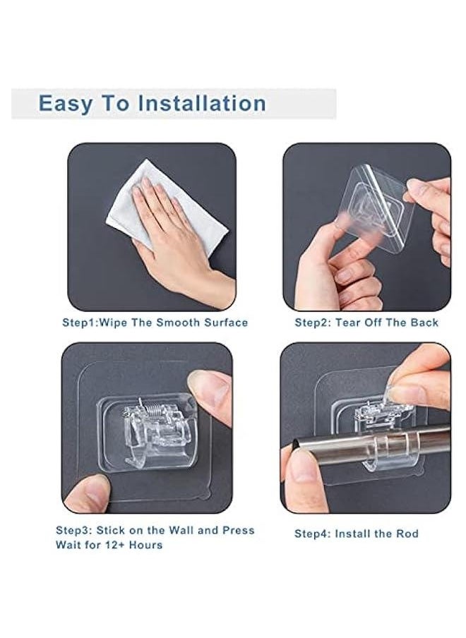 Generic 12PCS No Drilling Curtain Rod Brackets, Universal Self-Adhesive Wall-Mounted Curtain Rod Holder, Nail Free Adjustable Hardware Rod Holders for Home Bathroom and Hotel Use (Transparent)  - Image 4