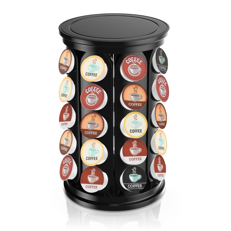 K Cup Holder Coffee Pod Carousel Organizer K Cup Stand Compatible with 40 Keurig KCup Pods Large Compacity Coffee Capsule Holder Home or Office Kitchen Counter OrganizeBlack