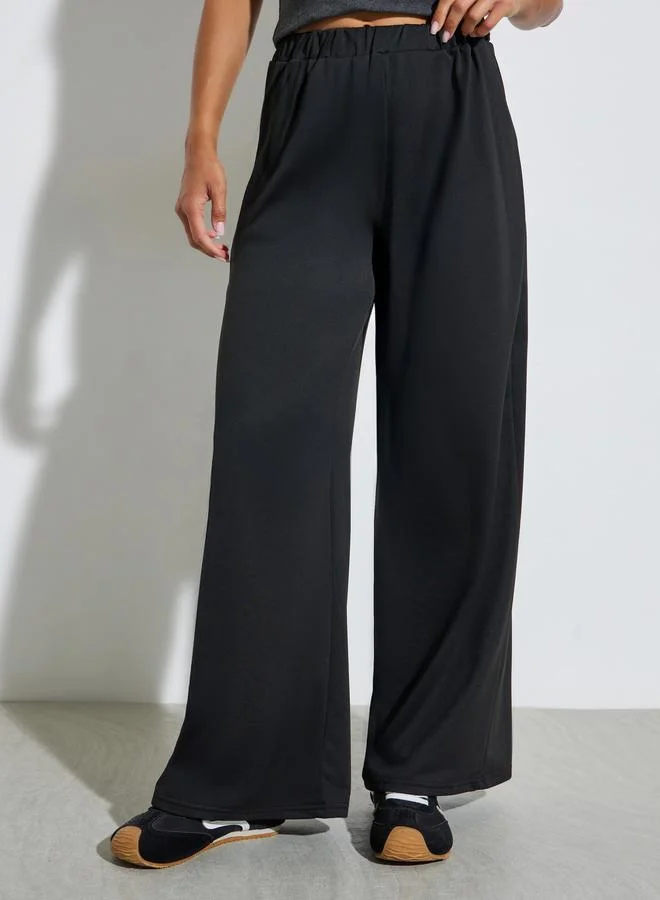 Styli Black Elasticated Waist Knitted Joggers