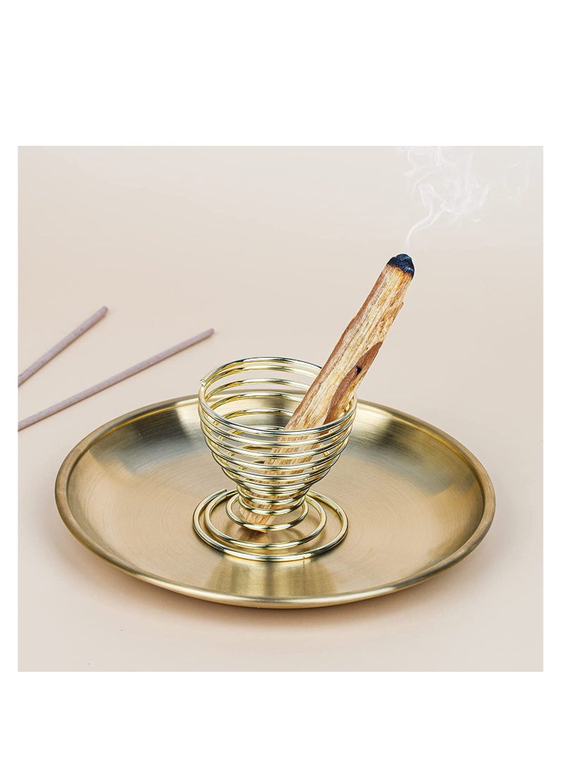SOLARAE Incense Burner Holder Holder 5 in 1 Incense Holder for Incense Sticks Coil Incense Incense Cones 5.5 inches Brass Ash Catcher for Meditation Yoga Room Home Office Fragrance - Image 5