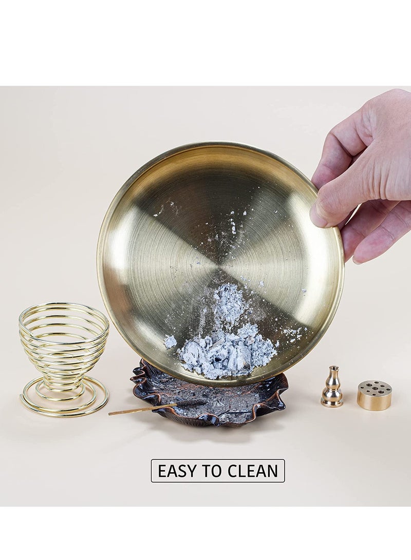SOLARAE Incense Burner Holder Holder 5 in 1 Incense Holder for Incense Sticks Coil Incense Incense Cones 5.5 inches Brass Ash Catcher for Meditation Yoga Room Home Office Fragrance - Image 2
