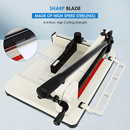 OLenyer Heavy Duty Paper Cutter, 12" Guillotine Paper Cutter, Cortadora de Papel 400 Sheets Paper Trimmer with Double Safety Protection&Durable HSS Blade for Cutting Paper, Leather, PVC,Non-Woven Fabrics - Image 2