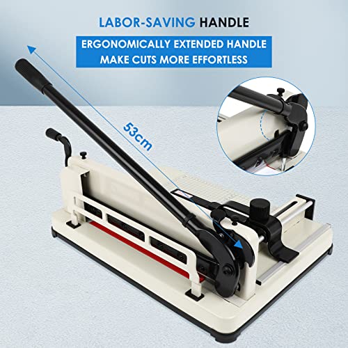 OLenyer Heavy Duty Paper Cutter, 12" Guillotine Paper Cutter, Cortadora de Papel 400 Sheets Paper Trimmer with Double Safety Protection&Durable HSS Blade for Cutting Paper, Leather, PVC,Non-Woven Fabrics - Image 5