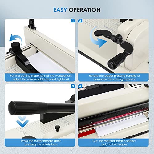 OLenyer Heavy Duty Paper Cutter, 12" Guillotine Paper Cutter, Cortadora de Papel 400 Sheets Paper Trimmer with Double Safety Protection&Durable HSS Blade for Cutting Paper, Leather, PVC,Non-Woven Fabrics - Image 4