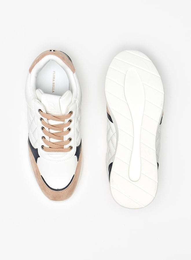 Flora Bella By Shoexpress Panelled Wedge High Cut Sneakers with Lace-Up Closure - Image 4