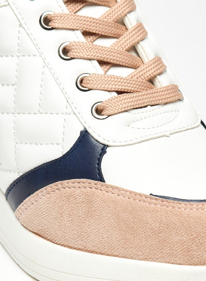 Flora Bella By Shoexpress Panelled Wedge High Cut Sneakers with Lace-Up Closure - Image 5