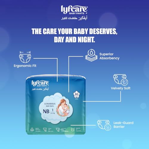 Lyfcare Baby Diaper L Size Pants with Leakage Projection & Super Absorbency | Pant Style Baby Diapers | Soft & Comfortable | Large (62 Diapers) | 9 – 14 Kg | Pack of 1 - Image 2