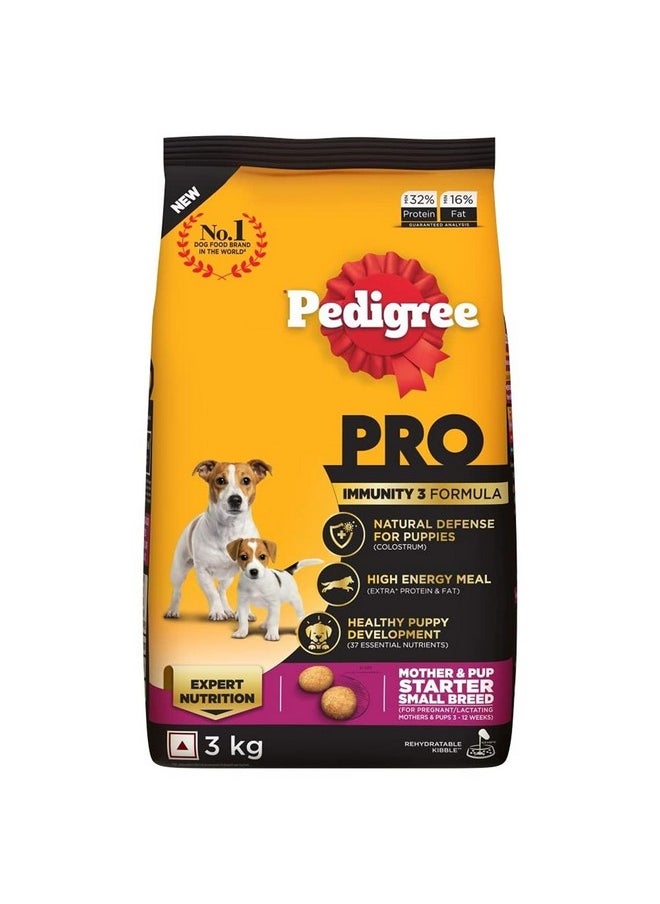 Pedigree Pedigree PRO Mother & Pup Starter (3-12 Weeks) Small Breed Dry Dog Food, 3 kg, High-Protein Dog Food, Expert Nutrition with 33%* More Nutrients  - Image 1