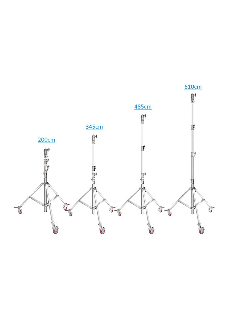 Coopic COOPIC Photo Studio Wheeled Roller Heavy Duty Stainless Steel Light Stand with Adjustable Height maximum up to 610cm and Detachable Wheels used for Soft box, Moonlight and Other Photographic Equipment  - Image 3