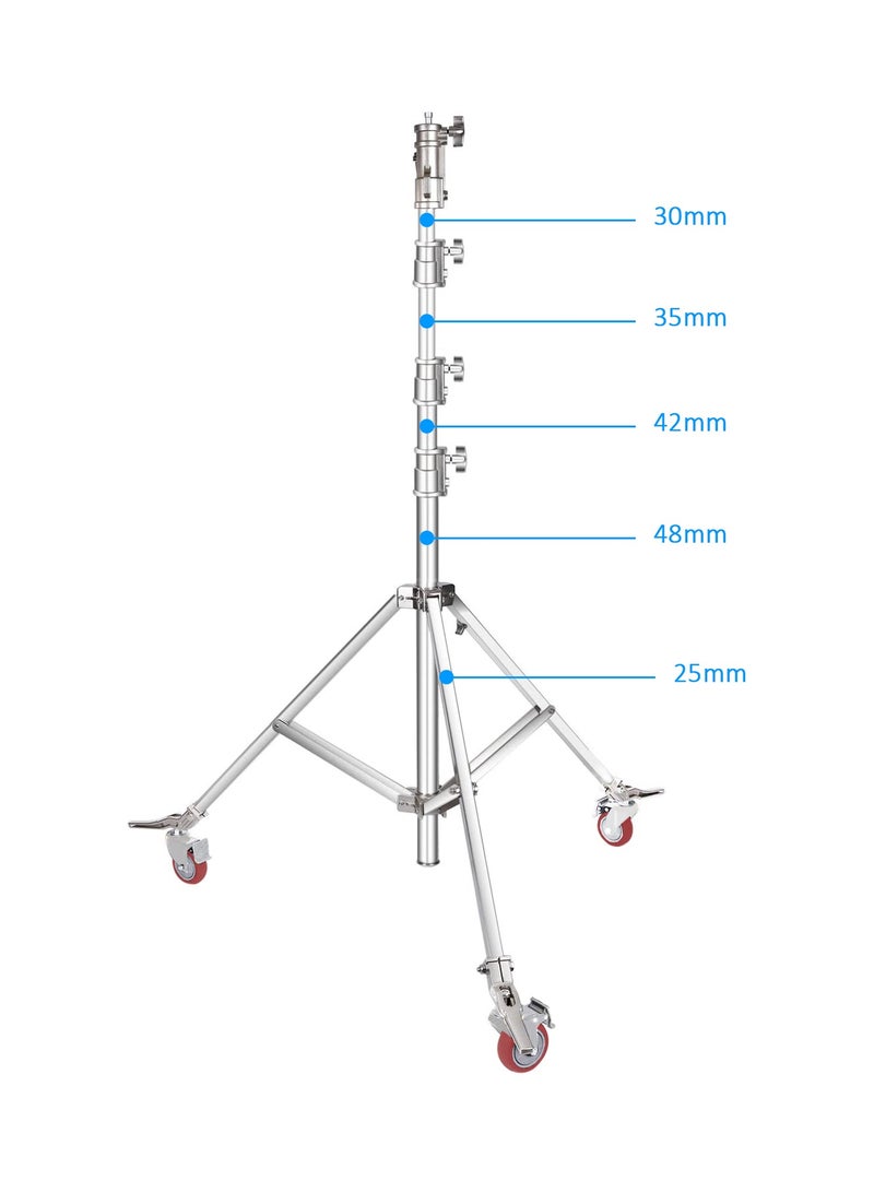 Coopic COOPIC Photo Studio Wheeled Roller Heavy Duty Stainless Steel Light Stand with Adjustable Height maximum up to 610cm and Detachable Wheels used for Soft box, Moonlight and Other Photographic Equipment  - Image 2