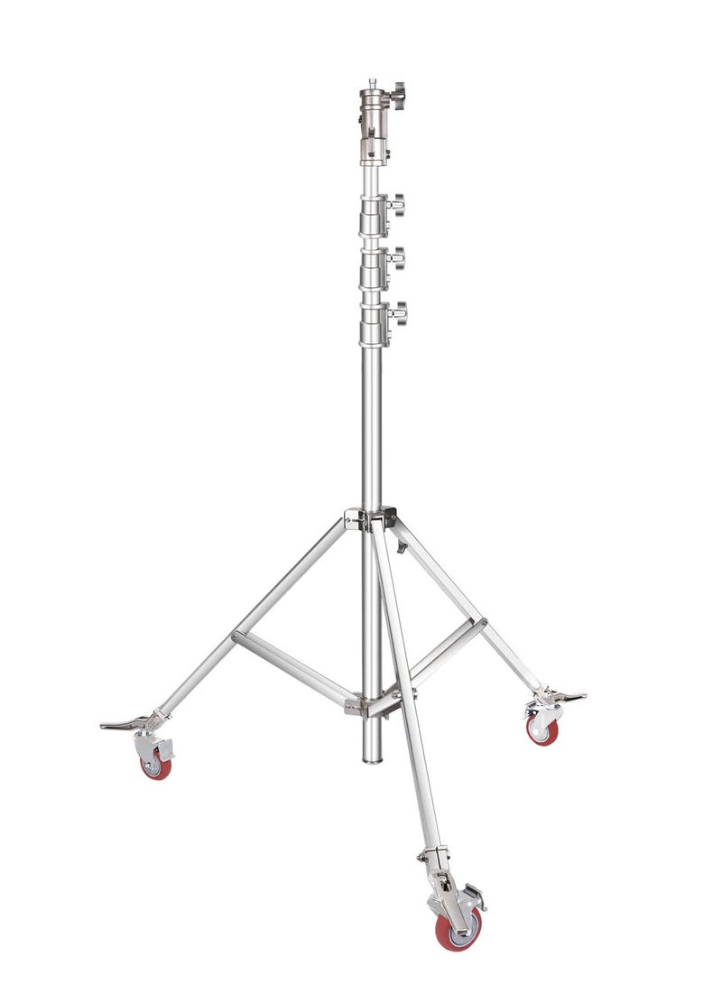 Coopic COOPIC Photo Studio Wheeled Roller Heavy Duty Stainless Steel Light Stand with Adjustable Height maximum up to 610cm and Detachable Wheels used for Soft box, Moonlight and Other Photographic Equipment  - Image 1