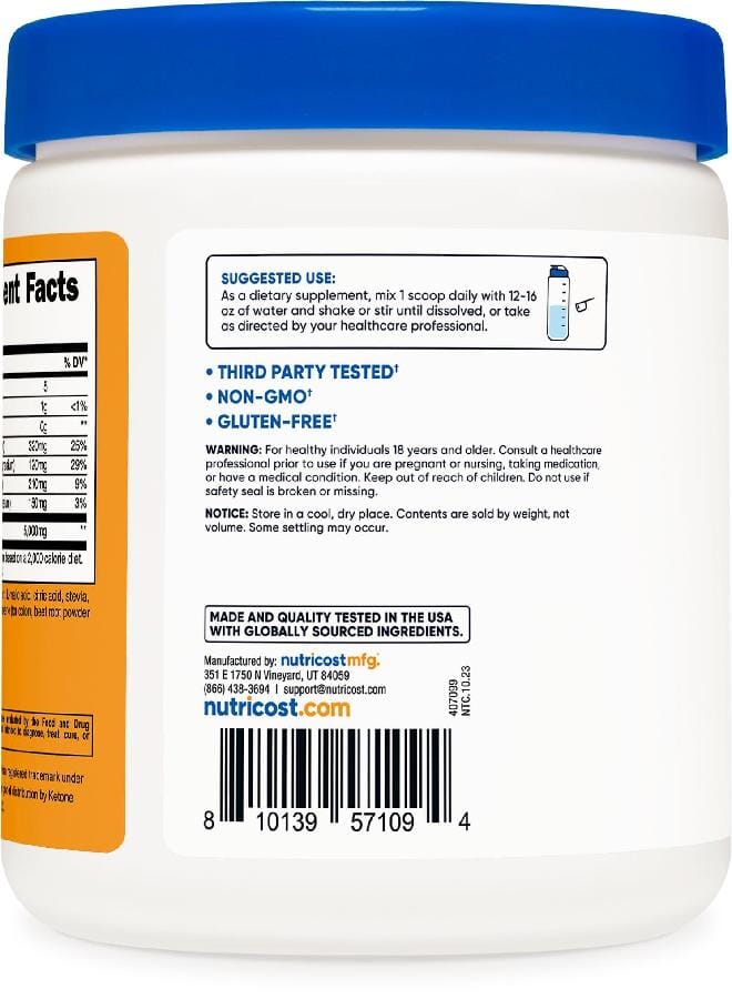 Nutricost BHB Salts Drink Mix (30 Servings, Peach Mango Flavored) (5G BHB Per Serving) - 0G Total Sugars, Vegetarian Product - Image 3