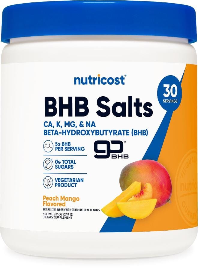 Nutricost BHB Salts Drink Mix (30 Servings, Peach Mango Flavored) (5G BHB Per Serving) - 0G Total Sugars, Vegetarian Product - Image 1
