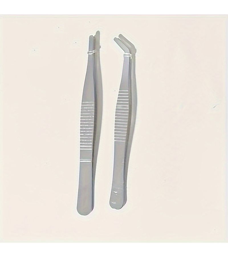 2 Piece Stainless Steel Tweezers 1pc Straight And 1pc Elbow - Image 5
