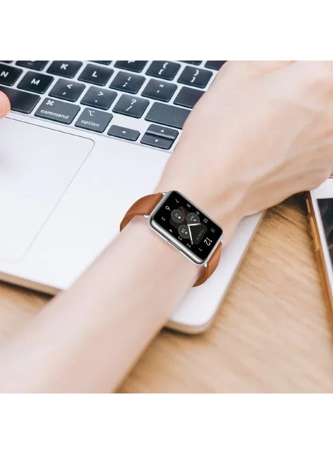 O Ozone (Pack of 3) Leather Straps Compatible with Huawei Watch Fit 3/Fit 4/Fit 4 Pro Bands, Soft Leather Sport Fitness Strap Bracelet for Men Women, Adjustable Replacement Band - Pink/White/Red - Image 3