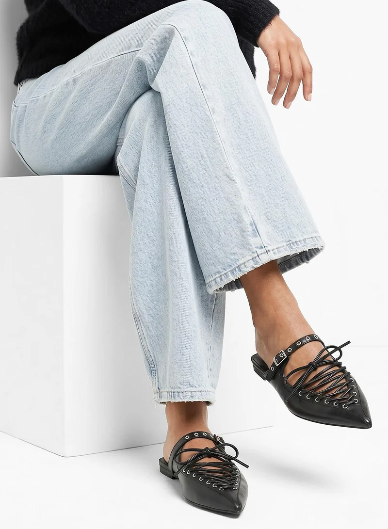 Lace-Up Pointed Slip Ons