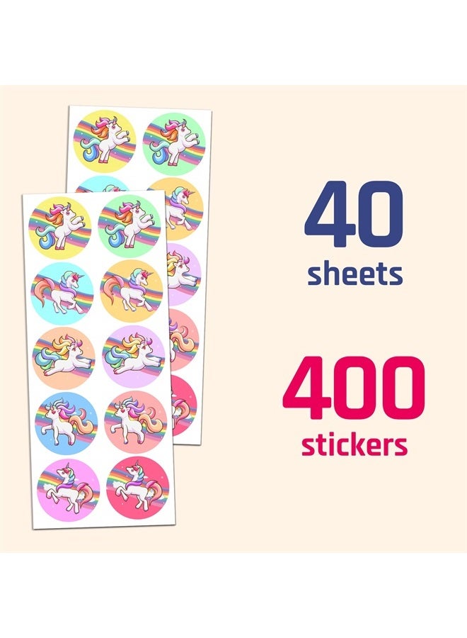 TownStix 40 Sheets - Unicorn Stickers for Party Bags - 400 Stickers, 1.5" - Image 2