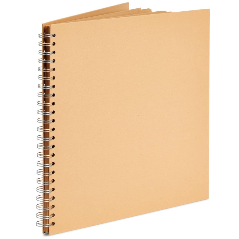 Paper Junkie 12x12 Scrapbook Album Hardcover Blank Kraft Paper Material Spiral Bound Sketchbook for Drawing Writing Arts and Crafts Projects Home Office School 40 Sheets Total