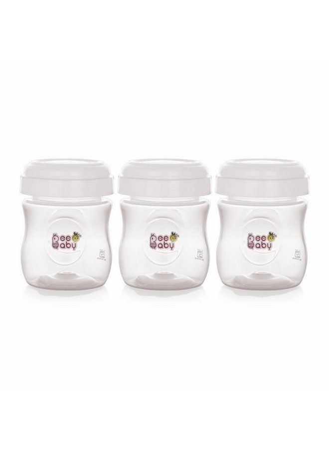 Beebaby Pump N' Protect Breast Milk Storage Bottles. Pack Of 3 Milk Collection Bottles Fits Most Wide Neck Breast Pumps. 100% Bpa Free. 150Ml / 5Oz. White - Image 1