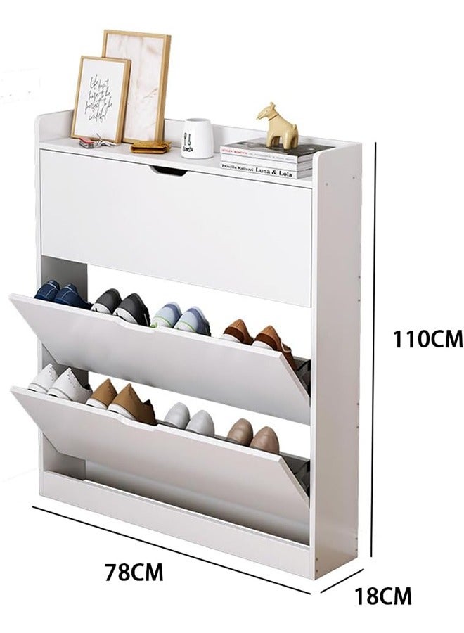 JCB CHIC Shoe Storage Cabinet with 3 Flip Drawers,Narrow Shoe Rack Cabinet,Freestanding Shoe Organizer Storage Cabinet for Entryway, Hallway - Image 2