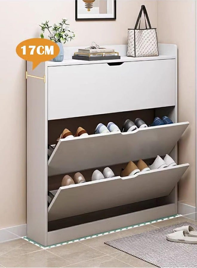 JCB CHIC Shoe Storage Cabinet with 3 Flip Drawers,Narrow Shoe Rack Cabinet,Freestanding Shoe Organizer Storage Cabinet for Entryway, Hallway - Image 3