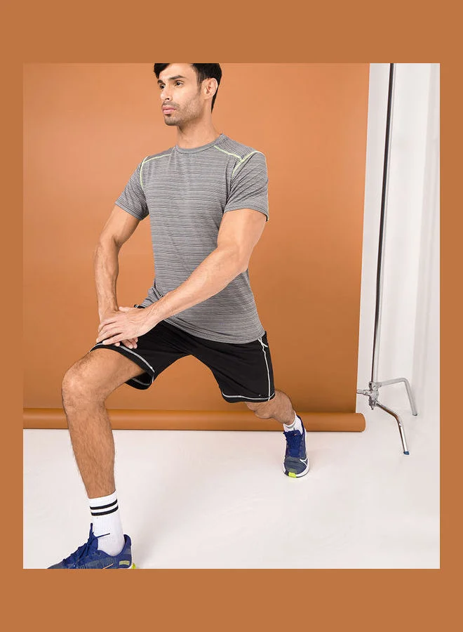 Styli Active Melange Regular Fit Training T-shirt with Contrast Stitch Detail
