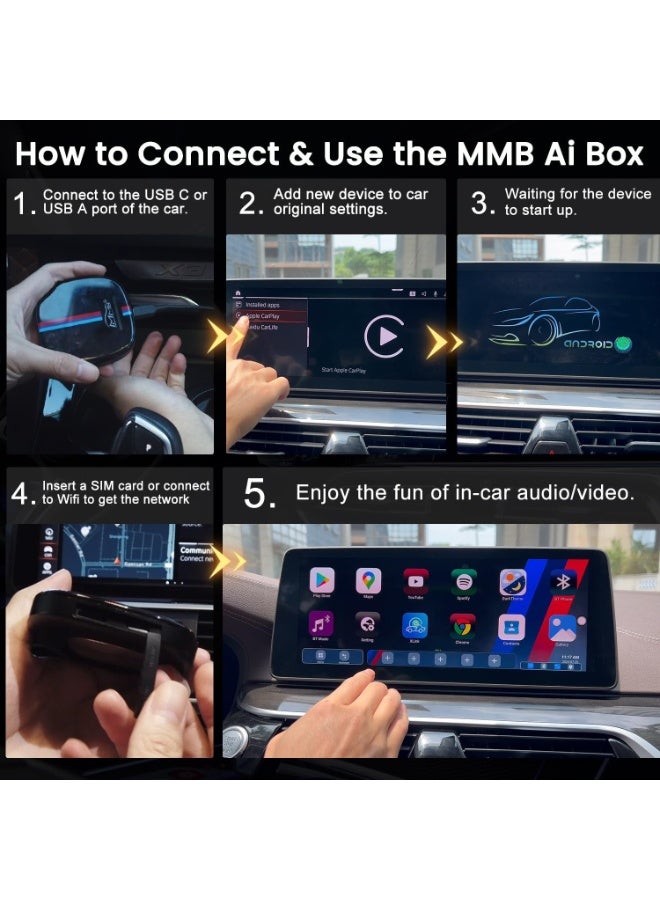 MMB MAX جهاز CarPlay AI لسيارات BMW مع تحديث OTA، نظام أندرويد 13، ذاكرة 8GB + سعة 128GB، معالج ثماني النواة، يدعم Android Auto، شريحة SIM وبطاقة TF، تشغيل Netflix وYouTube وDisney+ وHulu وGPS ومتجر Play والمزيد - Image 5