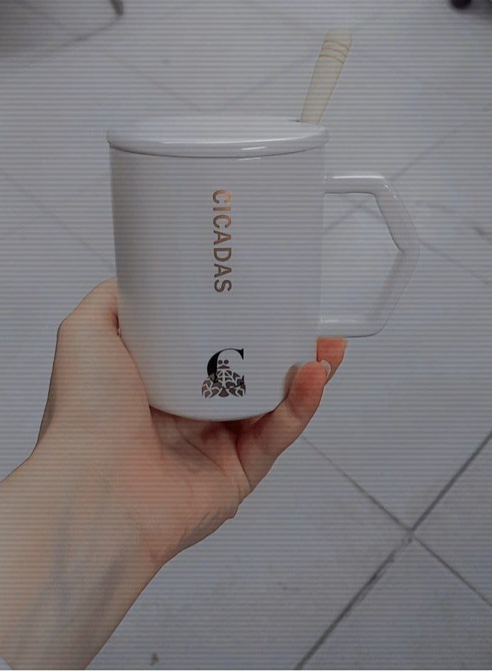 Ceramic Coffee Mug with Lid and Spoon Gift for Boyfriend, Lover, Friend Marble Coffee Mug - Image 2