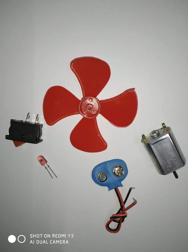 Rashri Toy Motor, Mini Wing Fan, Battery Snap, Switches, LED Science Projects Kit for DIY (Multicolour) - Image 3