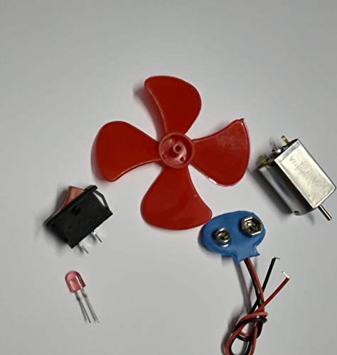 Rashri Toy Motor, Mini Wing Fan, Battery Snap, Switches, LED Science Projects Kit for DIY (Multicolour) - Image 1