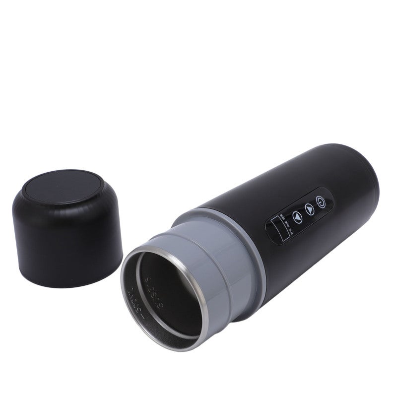 Portable Car Heating Cup 500ml Travel Electric Kettle 12V 24V Portable Water Boiler Heated Cup for Car Truck 316 Stainless Steel Black - Image 1