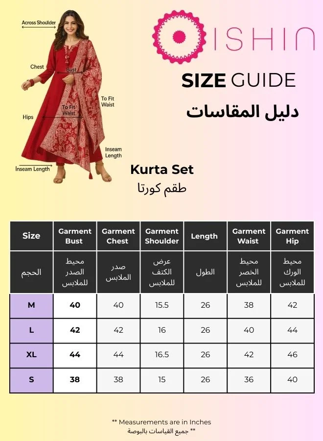 Ishin  Women's Teal Blue Cotton Self Designed Tunic Upper Full Length Palazzo Bottom Regular Fit 3 Piece Kurta Set for Women | Best Price UAE