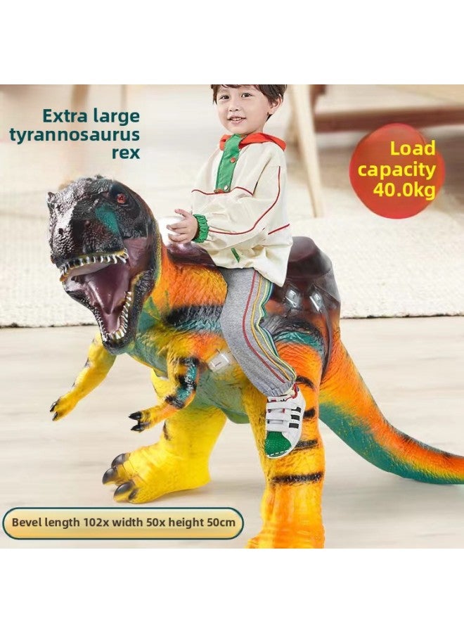 Dinosaur Toy Simulation Soft Glue Large Vocal Vinyl Children Tyrannosaurus Rex Triceratops Animal Dinosaur Model-Color:Medium Niu Long Hong - Image 2