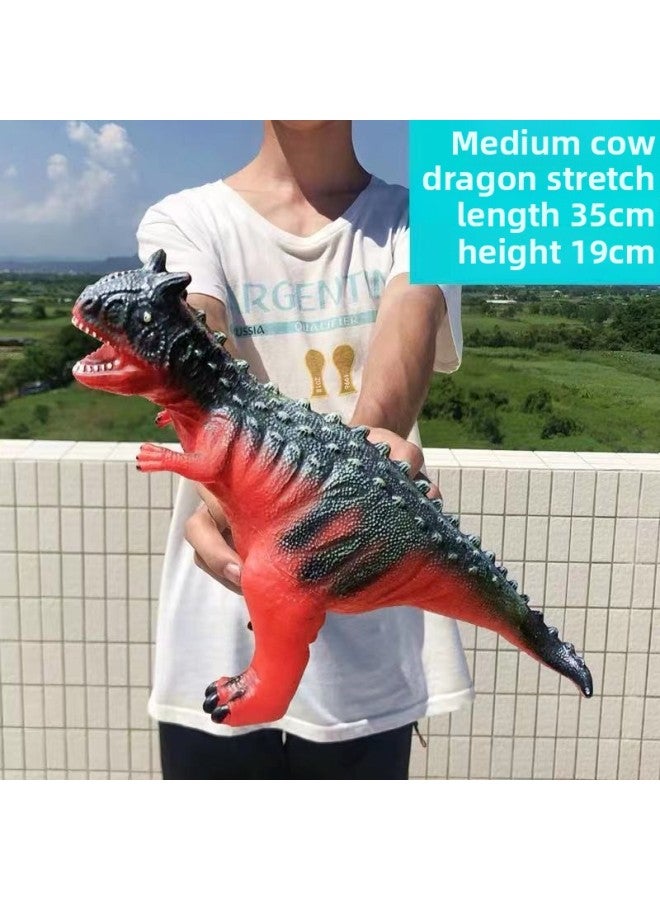 Dinosaur Toy Simulation Soft Glue Large Vocal Vinyl Children Tyrannosaurus Rex Triceratops Animal Dinosaur Model-Color:Medium Niu Long Hong - Image 1
