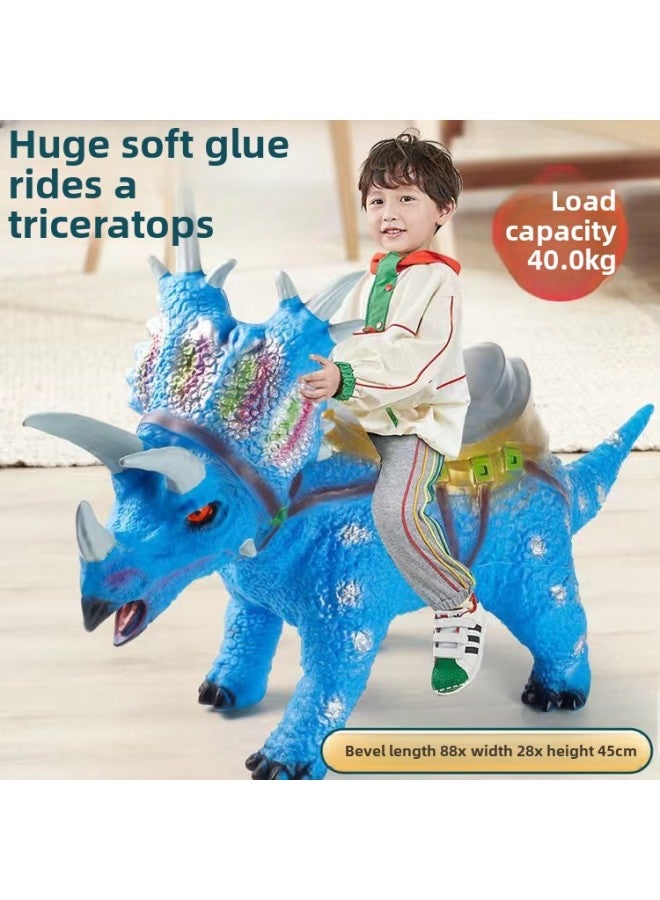 Dinosaur Toy Simulation Soft Glue Large Vocal Vinyl Children Tyrannosaurus Rex Triceratops Animal Dinosaur Model-Color:Medium Niu Long Hong - Image 5
