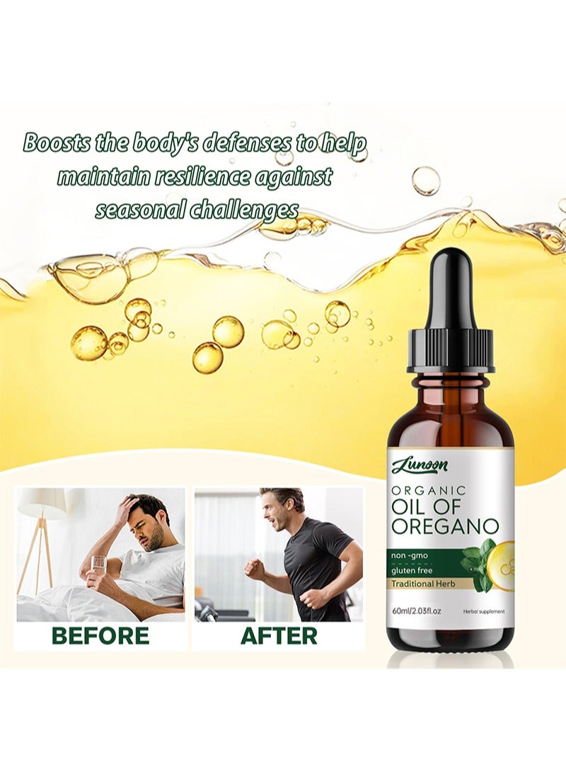 LUNOON Organic Oil of Oregano Seasonal Drops 60ml, Concentrated Plant Based Immune Support - Organic, Non-GMO, Vegan and Gluten Free Herbal Supplements - Image 2