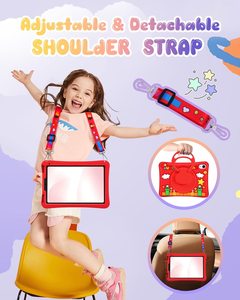 Lotadilo Cute Case for iPad mini 7 2024 (A17 Pro) / Mini 6 Case 8.3 Inch 2021 - Silicone 3D Design for Girls Women Teens Girly Kawaii Funny Cartoon Soft Stand with Lanyard, Red - Image 5
