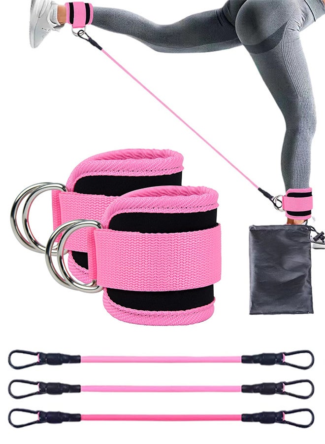JOUDIYA 5PCS Ankle Resistance Bands and Ankle Straps Set, Adjustable Wrist Cuffs Neoprene Padded Straps D-Ring, Adjustable Resistance Levels for Workout, Versatile Ankle Bands for Exercise, Hip, Leg, and Speed Training  - Image 1