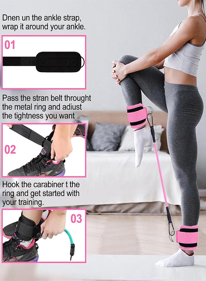 JOUDIYA 5PCS Ankle Resistance Bands and Ankle Straps Set, Adjustable Wrist Cuffs Neoprene Padded Straps D-Ring, Adjustable Resistance Levels for Workout, Versatile Ankle Bands for Exercise, Hip, Leg, and Speed Training  - Image 3