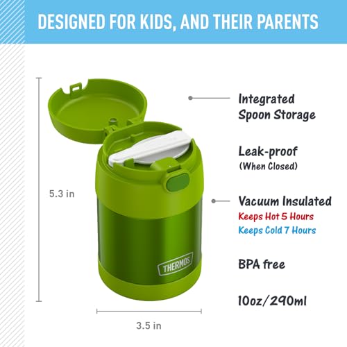 THERMOS ترمس فنتاينر وعاء طعام معزول، 10 أونصة، وعاء طعام صديق للأطفال مع ملعقة قابلة للطي، ليموني - Image 2