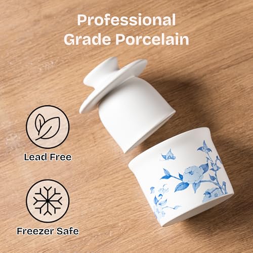 teapeak Stoneware Butter Crock with Lid, Ceramic Butter Dish with Water Line, Countertop Butter Keeper, Butter Holder for Countertop, Flower - Image 3