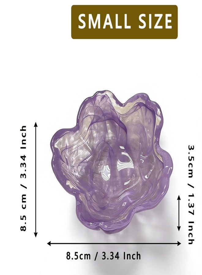 BESSKON Glass Ring Dish, Cute Purple Flower Jewelry Tray, Small Ring Holder Jewelry Trinket Dish, Decorative Vanity Bathroom Nightstand Jewlery Plate Bowl, Friendship Birthday Gifts for Women - Image 3