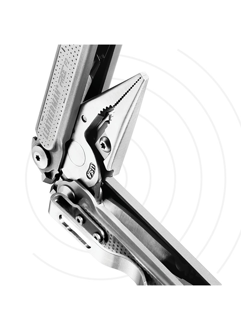 LEATHERMAN, FREE P2 Multitool with Magnetic Locking, One Size Hand Accessible Tools, Made in the USA, with Premium Nylon Sheath