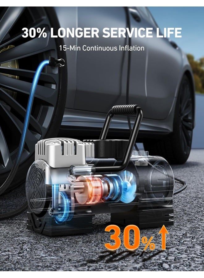 AstroAI Tire Inflator Portable Air Compressor (Up to 150 PSI) Tire Pump for Car 12V DC Digital Air Pump with 12 LEDs Super Bright Light for Bicycle, Motorcycle, Automotive Car Accessories for Gifts - Image 4